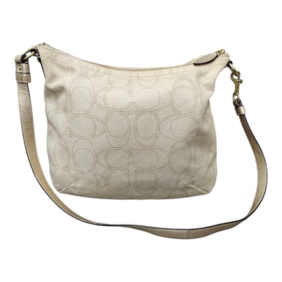 COACH Penelope Linen 2way Strap Turnlock Signature Cream Gold Shoulder Bag COA - Picture 7 of 16
